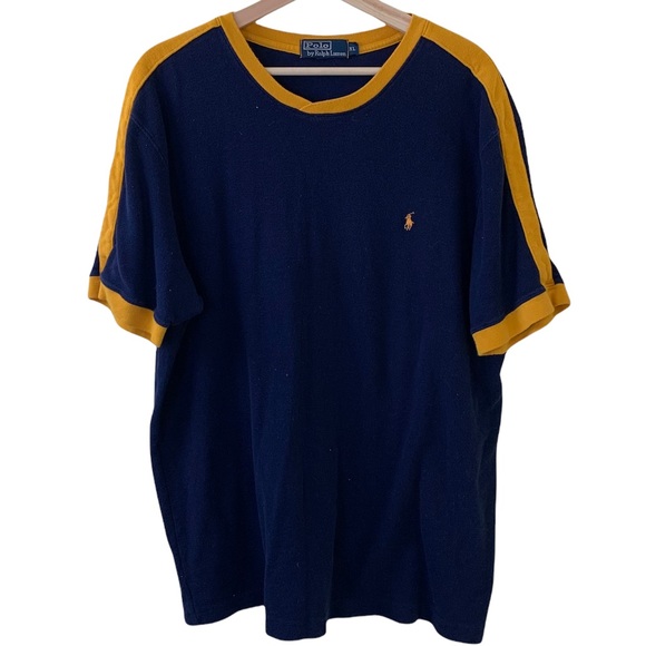 Polo Ralph Lauren Other - Vintage Polo Ralph Lauren Contrasting Yellow & Blue Short Sleeved Top in Size XL